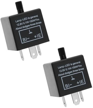 YINETTECH 2 Piezas CF14KT 3 Pines 12 V Relé Intermitente LED Ajustable Relé Intermitente Electrónico Corrige La Señal de Giro del Coche Advierte Hiperparpadeo O Sin Parpadeo para Coche Vehículo