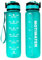 Trinkflasche 1L, deutsch, Motivation, Spühlmaschinen geeignet, Wasserflasche Auslaufsicher, BPA Frei, Sportflasche mit Zeitmarkierung (Türkis (weiße Schrift))