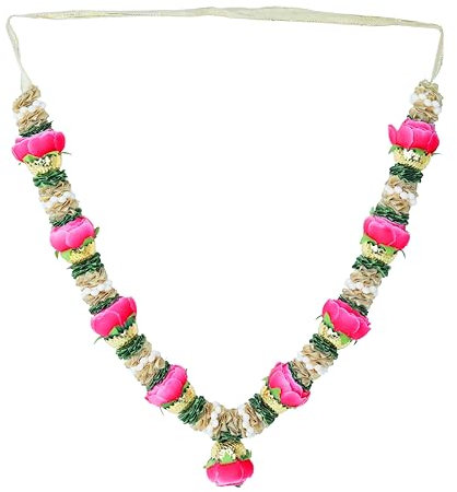 Ghirlanda di fiori artificiali Haar Mala per idolo, Mala per Dio, Pooja Sringar articoli ornamento per decorazione multiuso indiana tradizionale culturale festival (dimensioni: 30,5 cm) (rosa)