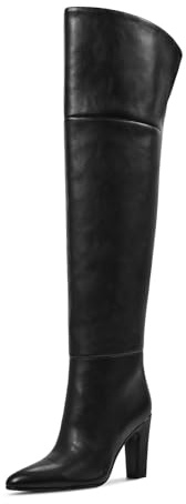 wetkiss Thigh High Boots for Women, Over the Knee Boots with Chunky Heel, Side Zipper, Wide Calf Design, Stylish and Comfy