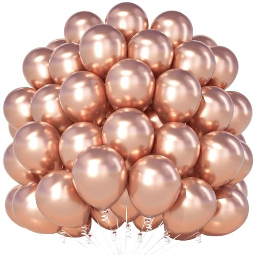 Teselife Ballons Métallisés En Or Rose, 100 Pièces 12 Pouces Ballons En Or Rose Chromé, Ballons Fête En Latex Or Rose Pour Hommes Femmes Anniversaire Baby Shower Remise Des Diplômes Fiançailles Décor
