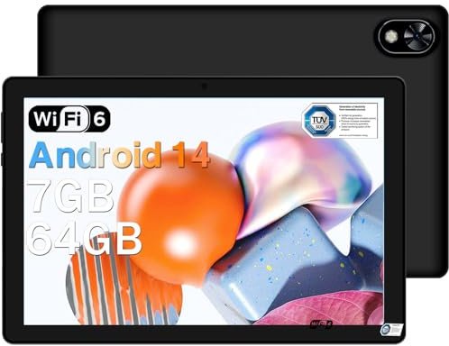 DOOGEE U9 2025 Newest Android 14 10 Tablet 7GB RAM+64GB ROM 1TB TF, Bluetooth 5.0 WIFI 6 Tablet, Android Tablets 1280x800 HD IPS Screen, OTG, Type C, 3.5mm Heakphone Jack, Tablet PC 2025 - Black