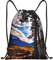 WURTON Vielseitiger Rucksack mit Kordelzug, Motiv: Rocky Mountain Range – leichte und wasserdichte Polyester-Tasche, Fitnessstudio, Reisen, Schwarz, Small