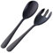 TEAHAHA 12 Inches Stainless Steel Salad Server Sets with Salad Spoon and Fork, Cooking Utensils for Kitchen, Simple and Classic Dishwasher Safe (Black)