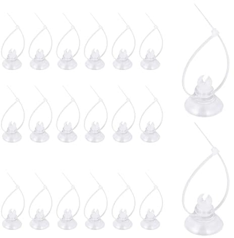 KALIONE 20 Packs Aquarium Suction Cups, Fish Tank Suction Cups Plant Holder, Suction Cup Clip with Adjustable Zip Ties for Aquarium Plants Binding Moss Shrimp Nest, Fish Tank Tools