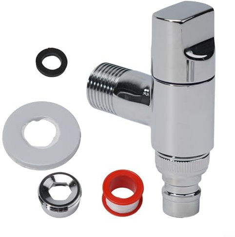 HOHOVYVY Rubinetto per lavatrice, attacco lavatrice, rubinetto in ottone, valvola angolare ad apertura rapida (argento)