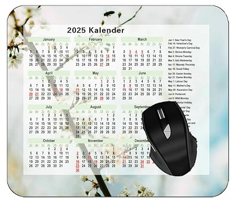 YENDOSTEEN Mauspad mit Kalender 2025,Zweig Blüte Blumen Mauspad für Laptop,Computer,Büro,Schreibtischzubehör #1917