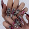 Clataly 24Pcs Halloween Presse auf Nägel Französisch Stil Lila Flamme Halo mit Kreuz Spinne 3D Dekoration gefälschte Nägel für Frauen (A, 24)
