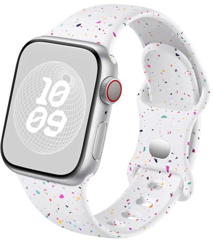 Epova Silikon Armband Kompatibel mit Apple Watch Armband 45mm 44mm 46mm 42mm 49mm, Weiches Atmungsaktiv Recyceltes Sportarmband für iWatch SE Series 10 9 8 7 6 5 4 3 2 1 Ultra/Ultra 2, Weiß