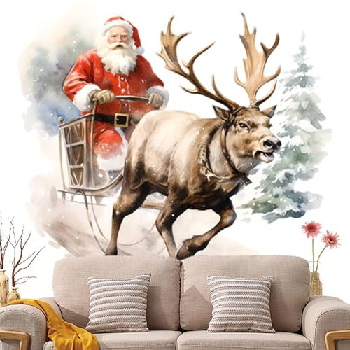 Adesivi da parete di Babbo Natale – Grande arte da parete natalizia per la decorazione della casa | Adesivi per feste rimovibili, ideali per pareti, finestre e porte, motivo Babbo Natale