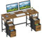 OYRREU 120x48cm Scrivania con 4 Cassetti in Tessuto, Scrivania Computer Ufficio PC Desk in Legno, Tavolo Scrivanie per ufficio Gaming Computer da Studio per il Lavoro e il Gioco a Casa