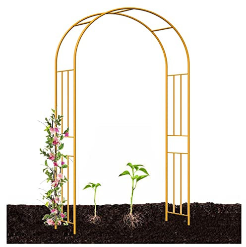 Großer Rosenbogen aus Stahl für Kletterpflanzen, ideal für Hochzeit, Party, Dekoration, Gold, 150 x 240 cm