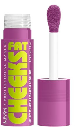 NYX Professional Makeup Fat Cheeks Juicy Blush – Flüssiges Rouge, 12H Halt, Bis zu 24H Feuchtigkeit, Mit Himbeer- & Kiwiöl, Farbe: Blueberry Burst, 8 g