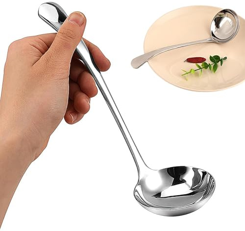 Zestjewel 7.9 Inch Soup Ladle Small Ladle Silver Small Gravy 18/10 Stainless Steel Sauce Ladles Gravy Ladles for Spooning Sauces or Gravies