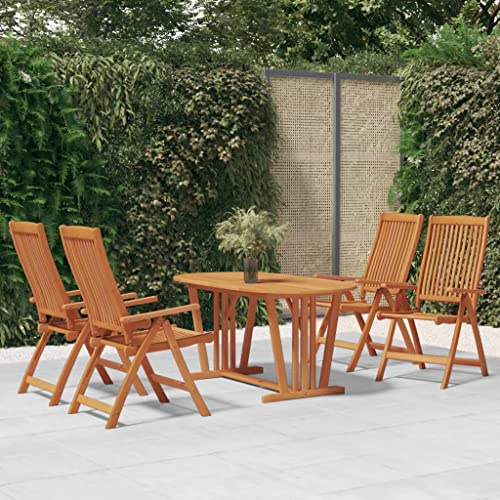 Hoopleep Klappbare Gartenstühle, 4er-Set aus massivem Eukalyptusholz, verstellbare Rückenlehne, 110 kg Tragkraft, für Outdoor Terrasse