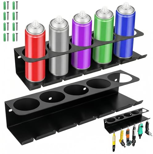 2PCS Spray Bottle Holder - Spray Can Holder Silicone Tube Holders with 5 Holes 6 Slot Paint Bottle Aerosol Can Storage Rack Wall Mounted Van Power Tool Garage Sealant Rack Organiser for Workplace