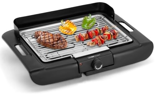 Griglia da tavolo per barbecue Clatronic | Griglia elettrica | Balcone e cucina | Griglia elettrica con paravento | Griglia con griglia cromata | Griglia da tavolo con involucro Cool Touch | BQ 3841