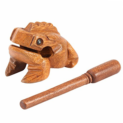 Akozon Thailand Handgefertigtes Hölzernes Glücksfrosch-Musikalisches Quaken-Instrument für Heim- und Bürodekoration – Einzigartige Kunst in Froschform mit Platzsparendem Stab Nr. 5 (Nr. 2 8,8 cm)