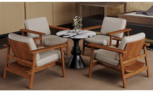 KIBONCY Massivholz-Akzentstuhl Im Song-Stil, Gestell Aus Wachsholz Mit Basis Aus Kohlenstoffstahl, Bequemer Empfangs-Loungesessel for Das Wohnzimmer Im Hotelbüro(F)