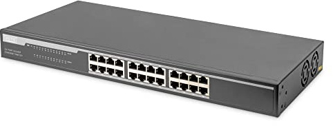 DIGITUS Gigabit Ethernet Netzwerk-Switch - 19 Zoll - 24 Ports - Auto MDI/MDI-X - Half-/Full-Duplex - Schwarz