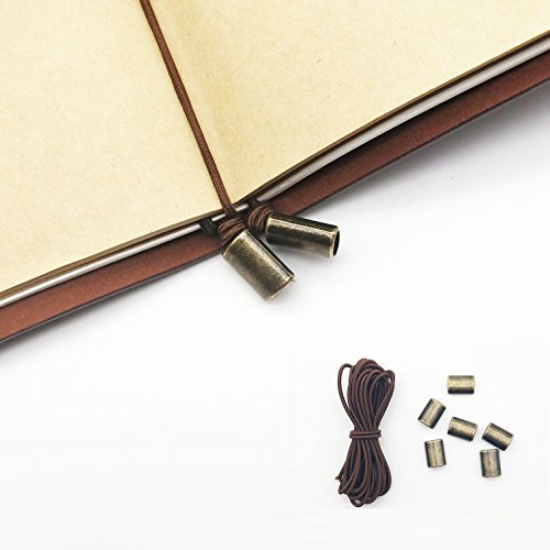 Brown Traveler's Notebook Elastic Bands with Toggles- Leather Journal Refill Connection Band Straps Replacements - Pack of 2 Meters Band with 6 Toggles for Passport/Regular/A5/A6 Size Traveler Journal