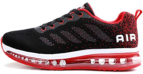 TORISKY Unisex Sportschuhe Herren Damen Laufschuhe mit Luftpolster Turnschuhe Sneakers Air Schuhe Trainer Leichte Profilsohle(833-BK/Red40)