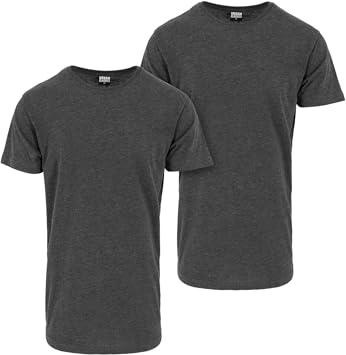 Urban Classics Herren Shaped Long Tee 2-Pack T-Shirt, charcoal/charcoal, S