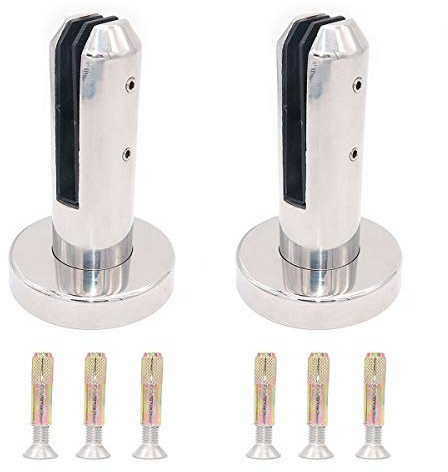 NUZAMAS - Juego de 2 postes de cristal de acero inoxidable 304, 8 – 12 mm, valla de piscina, jardín, balcón esgrima abrazadera, poste redondo de espita balaustrada, soporte, montaje en el suelo