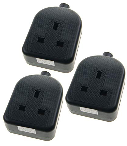 Ex-Pro 1 Gang High Impact Trailing Extension Socket, without Plug and Cable, 13A, Black - 3 Pack