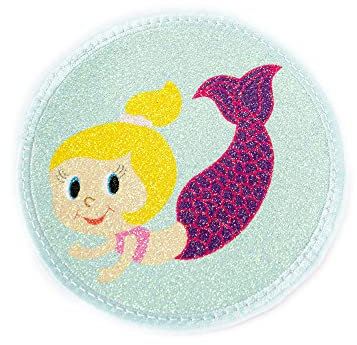 Glitzer - Klett - Patch für den Schulranzen oder Rucksack optional mit Namen | 28 Motive | auch als Anhänger oder zum Aufbügeln | super Geschenk zu Einschulung (Meerjungfrau blond)