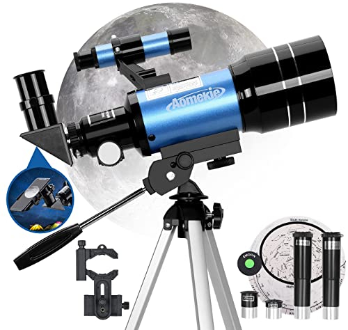 Aomekie Teleskop Kinder Einsteiger 70MM Teleskop Astronomie mit Smartphone Adapter Aluminium Stativ Barlow und Umkehrlinse