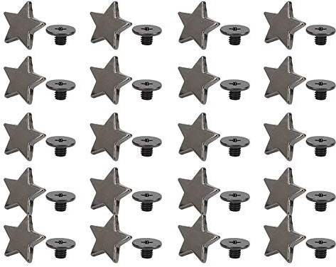 20 Stück Alloy Stars Shape Niet Stud Button Schraubbeutel Kleidung Schuhe Punk Star Shape Rivet Stud Button DIY Kleidung Schuhe Dekoration Zubehör mit Schrauben(Flache Pistolenfarbe)