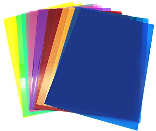 D-Orange 14 Pieces Gel Light Filter, Square Transparent Color Film Plastic Sheets Overlays Transparency Color Film for Photo Studio Strobe Flash LED Video Light DJ Light, 7 Colors, 29.7x21cm