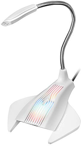 Mars Gaming MMICW, Microphone USB Gaming RGB, Mute, Flexible, Plug & Play, Blanc