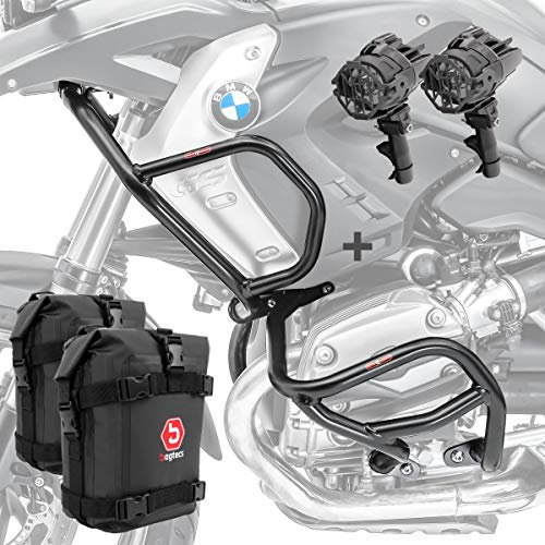 Set Sturzbügel + Scheinwerfer L2 Kompatibel mit BMW R 1200 GS 08-12 + K3 schwarz