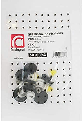 Restagraf - Kit de Fixations pour Portes CLIO II (Phase 2-3-4-5) (06/2001 à 12/2012) - Kit Complet pour Réparation ou Remplacement - Réf. 601009A