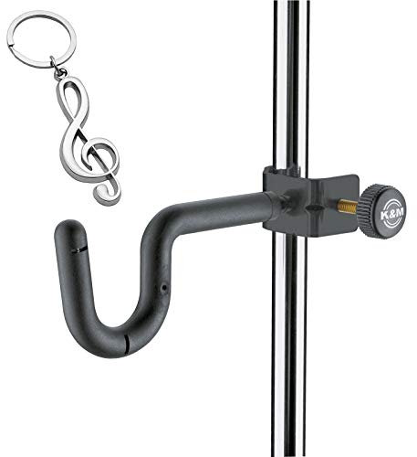 K&M Trompetenhalter + keepdrum Notenschlüssel Anhänger in Schwarz, Kunststoff, H-Moll, Praktisch, Zubehör für BRASS_AND_WOODWIND_INSTRUMENTS