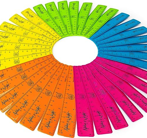 Ashton and Wright - 15 cm Lineale, bruchsicher, 50 Stück, tropisches Neon.