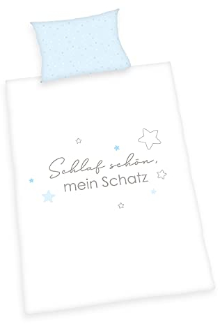 Herding Kleiner Schatz Bio-Bettwäsche-Set, GOTS zertifiziert, Kopfkissenbezug 40 x 60 cm mit Hoteleinschlag, Bettbezug 100 x 135cm mit Knopfverschluss, 100% Baumwolle/Flanell