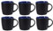 6 tazas de café grande con asa negras mate de 350ml, tazas de cerámica aptas para lavavajillas, para café, cacao, latte, té, regalo (AZUL)