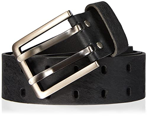 NK Belt GmbH Handgemachter Herren Ledergürtel aus Büffelleder mit Doppeldorn Schnalle, Made in Germany, Anzug Jeans Gürtel 43mm #DD-15 (Schwarz, 130cm Gesamtlänge 145cm)