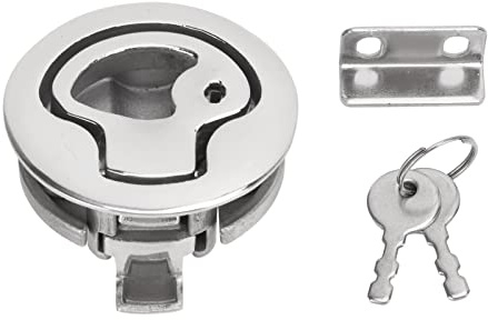 2inch Boat Door Hatch Lock, Black Round Locking Style Marine Hatch Latch Lock, 316 Stainless Steel Flush Pull Slam Latch for RV Marine Home