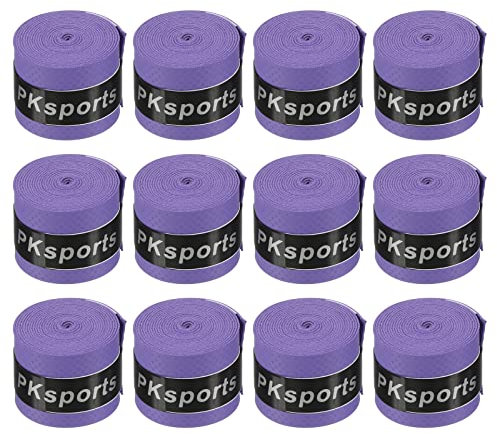 PATIKIL 43.3 Nastro Impugnatura Racchetta Tennis 12 Pezzi Poliuretano Overgrip Scanalatura Arrotondata Antiscivolo Assorbe Sudore per Badminton Canna Pesca Viola