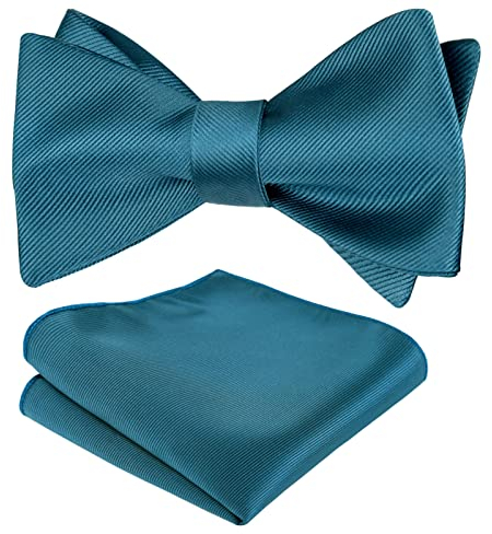 Alizeal Herren Fliege und Einstecktuch, gepunktet, Set, 055 - Dark Teal, Einheitsgröße