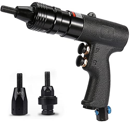 Pneumatische Nietpistole Blindniet-Pistole Nietmutternpistole Nietwerkzeug Nietzange Riveter Pistole Automatische Nietpistole Luftnietmutternpistole Mit M3 M4/M5 M6/M8 M10/M10 M12 Kopf,M10+M12