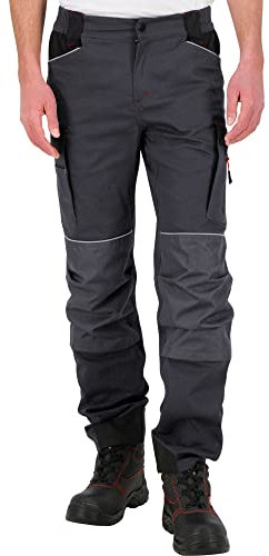 BWOLF Daytona Pantalones De Trabajo Hombre Ropa De Trabajo para Hombre Elasticos Pantalon Trabajo con Muchos Bolsillos, Gris, M