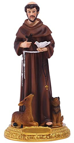 Fulenyi Statue des Heiligen Franziskus von Assisi, Ornament der Statue aus Kunstharz mit Taube und Kreuz – Bürostatue, Betende Inspiration, Renaissance-Kollektion, Heimdekoration, Geschenk