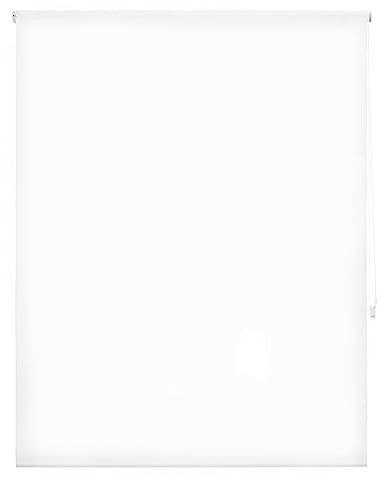 DECORBLIND | Raffrollo, lichtdurchlässig, glatt, Maße Rollo: 90 x 175 cm Breite x Länge/Maße Stoff einfarbig: 87 x 170 cm, lichtdurchlässig, weiß, optisch, einfache Montage an Wand oder Decke