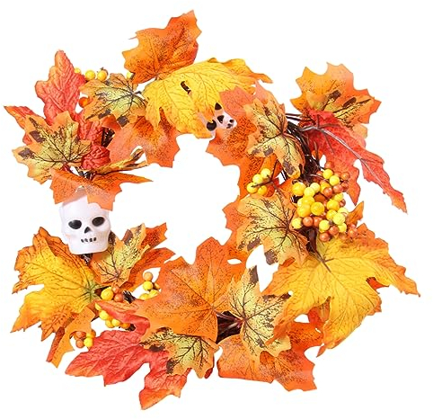 FRCOLOR 1 STK Künstliche Girlande Freunde Efeu-Rebe, Die Halloween-Girlande Hängt Künstlicher Blumenkranz Beerengirlande Kind Hölzernes Rattan Schädel Kleidung