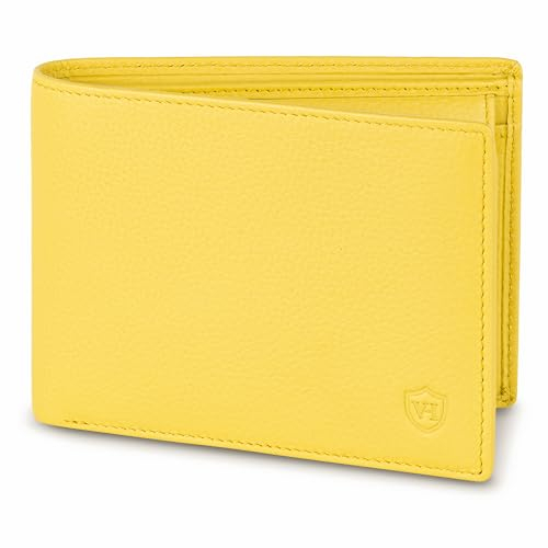 VON HEESEN Leder Geldbörse RFID Schutz I Echtleder Geldbeutel für Damen & Herren I Portemonnaie Brieftasche Wallet Portmonee (Gelb)
